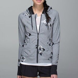 SALE Lululemon Movement Full Zip Hooded Jacket Atomic Flower Silver Spoon Grey 2